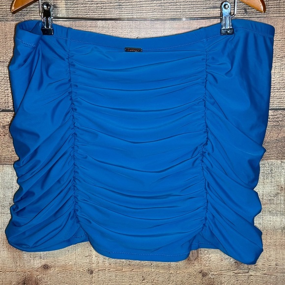 Raisins Curve Plus Costa Ruched High Waist Swim Skirt Blue size 24W - Picture 4 of 10